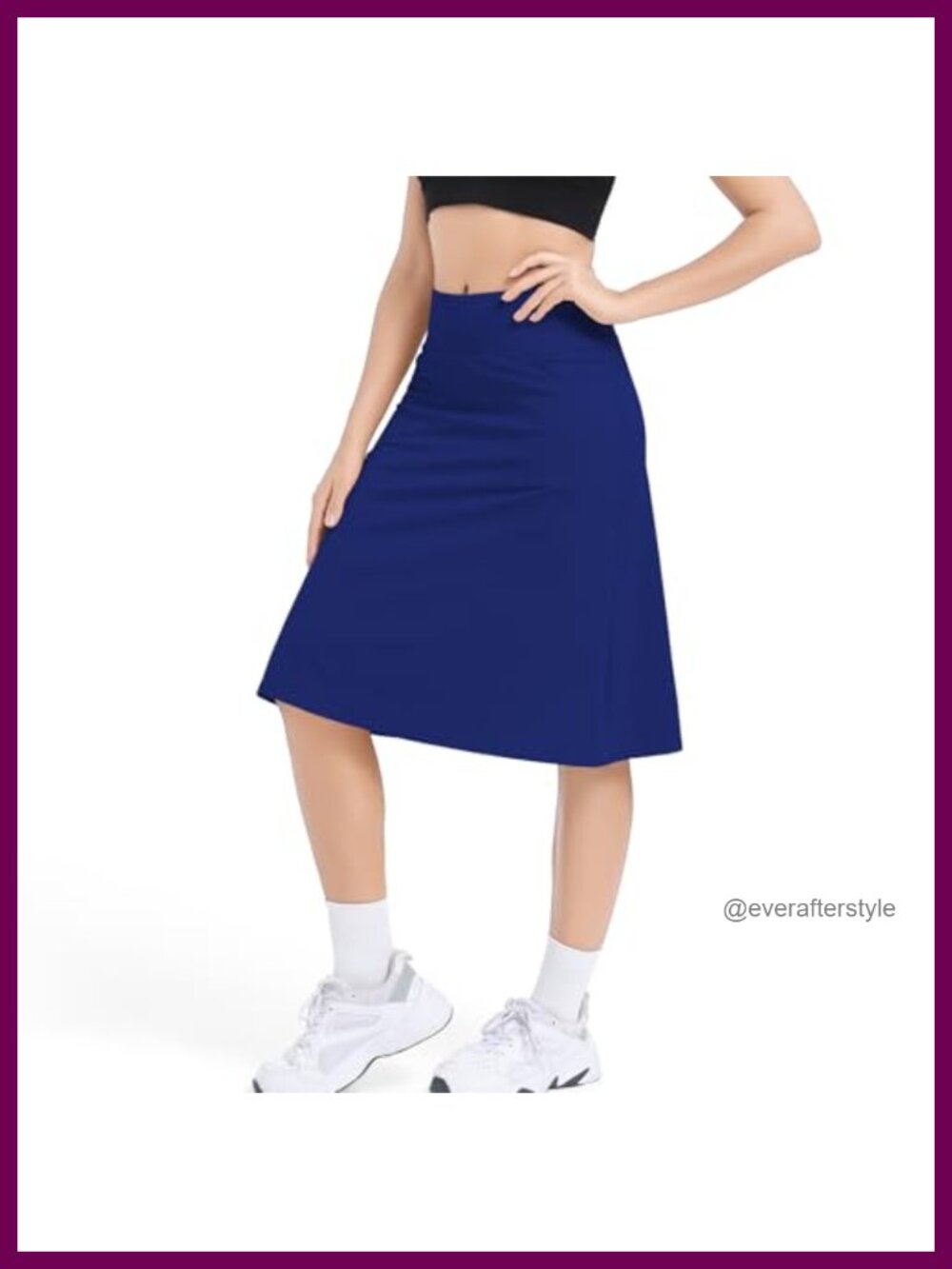 Knee Length Skorts with Arc-Shaped Pockets 26" Athletic Swim Skirt